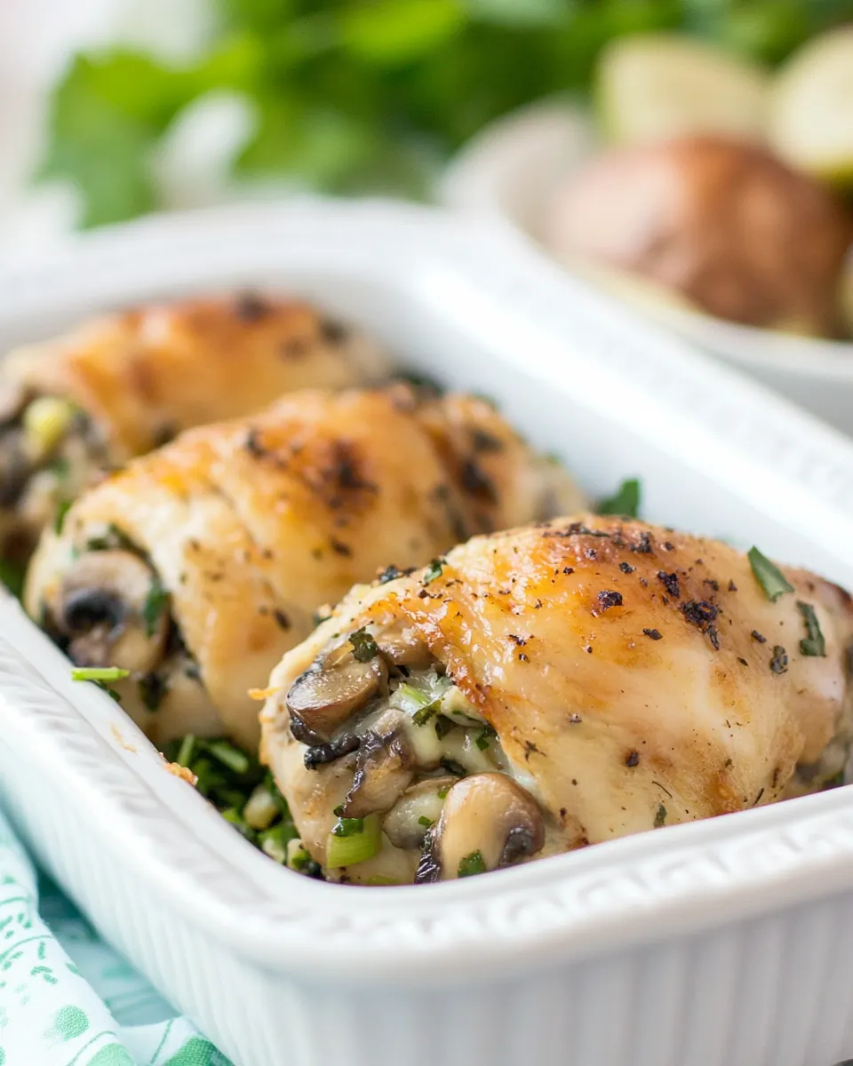 Baked Mushroom Stuffed Chicken Thighs