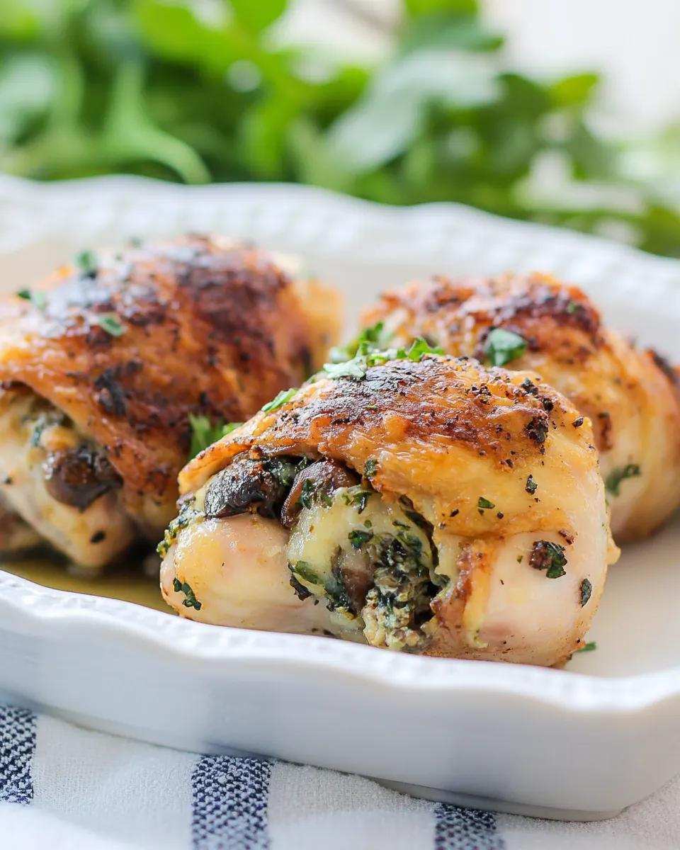 Baked Mushroom Stuffed Chicken Thighs