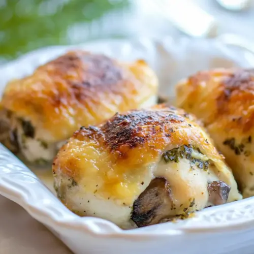 Baked Mushroom Stuffed Chicken Thighs