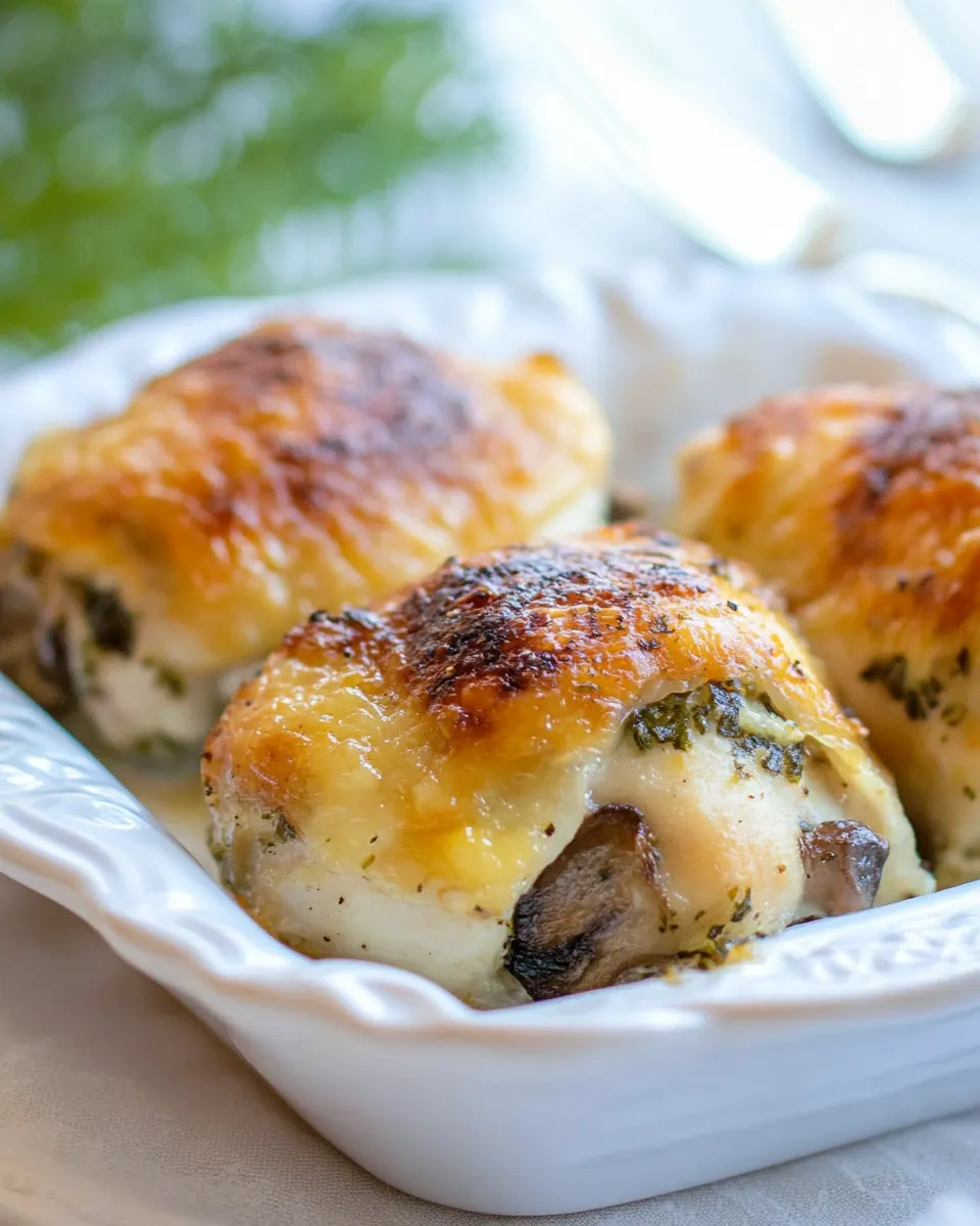 Baked Mushroom Stuffed Chicken Thighs