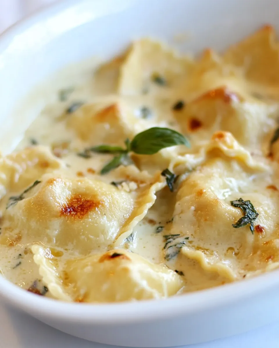 Baked Ravioli Recipe with Brown Butter Alfredo