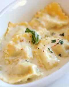 Baked Ravioli Recipe with Brown Butter Alfredo