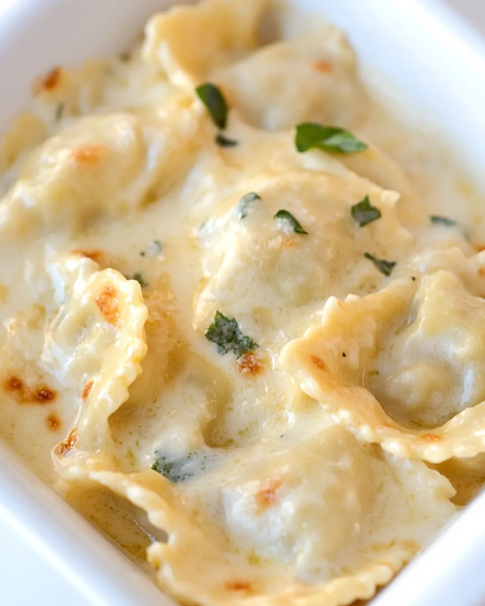 Baked Ravioli Recipe with Brown Butter Alfredo