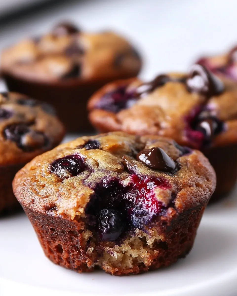 Banana and Blueberry Chocolate Chip Muffins