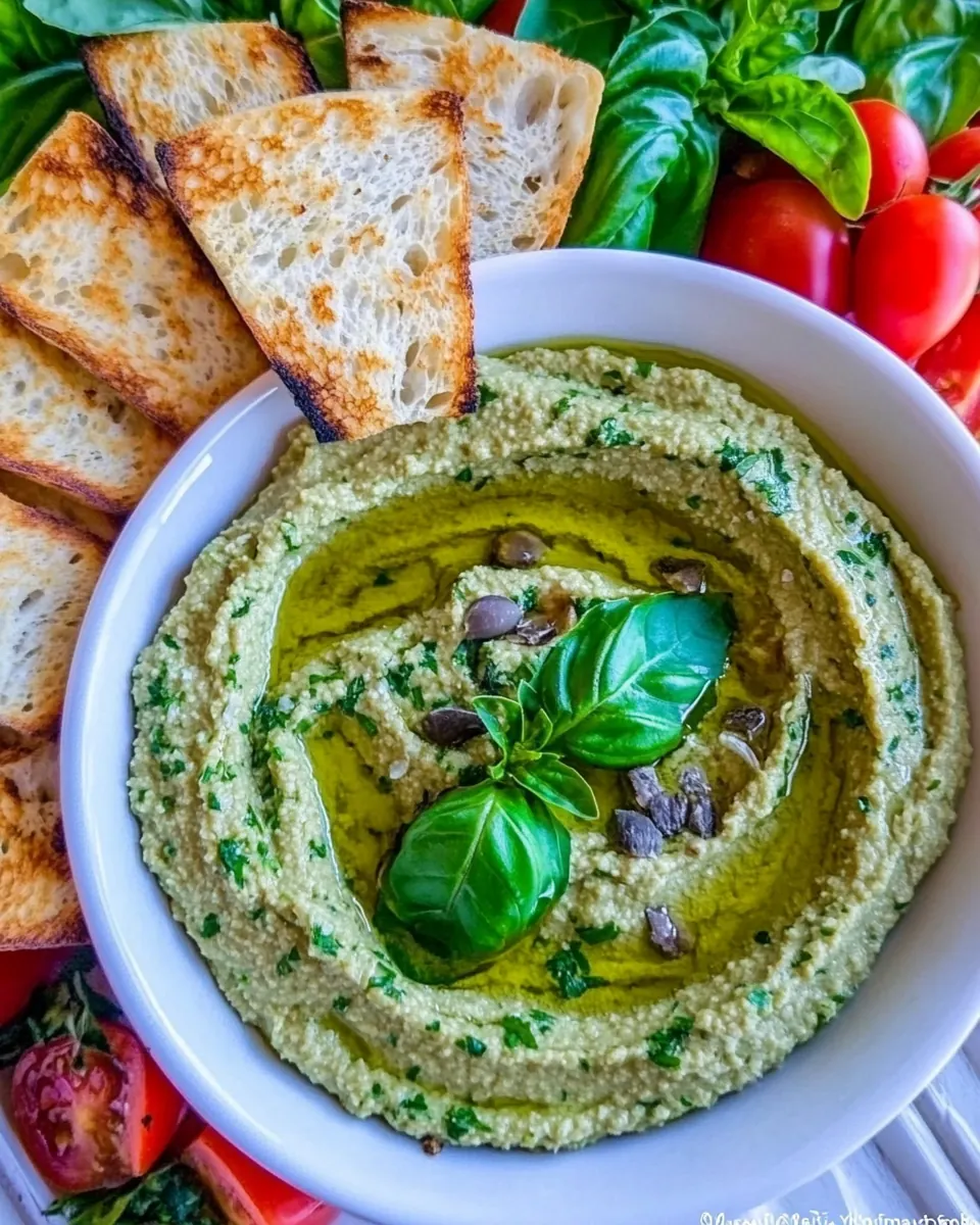 Basil Hummus Platter With Toasts