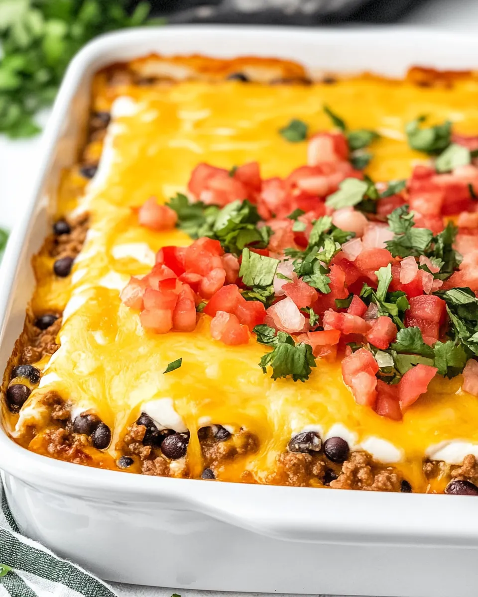 Beef Black Eyed Pea Burrito Casserole
