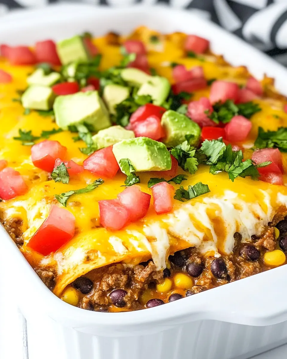Beef Black Eyed Pea Burrito Casserole