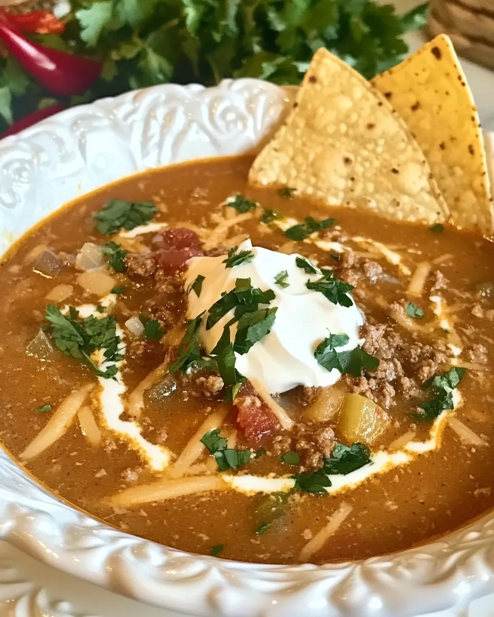 Beefy Nacho Soup