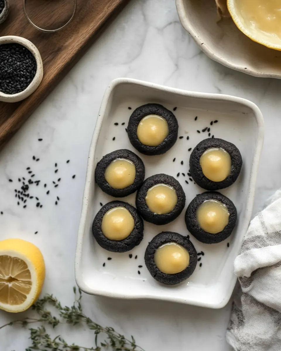 Black Sesame Thumbprint Cookies with Meyer Lemon Curd