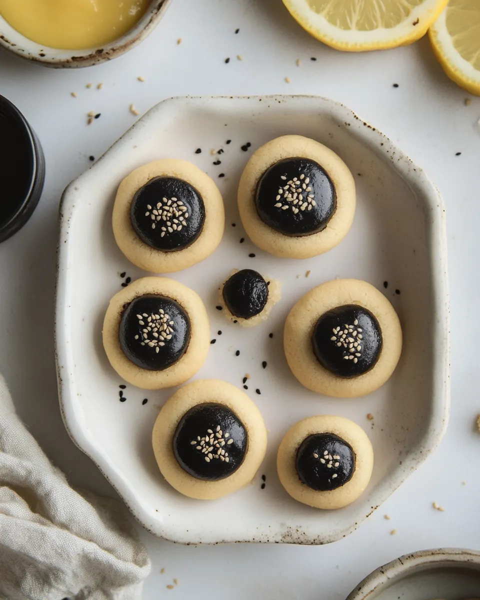 Black Sesame Thumbprint Cookies with Meyer Lemon Curd