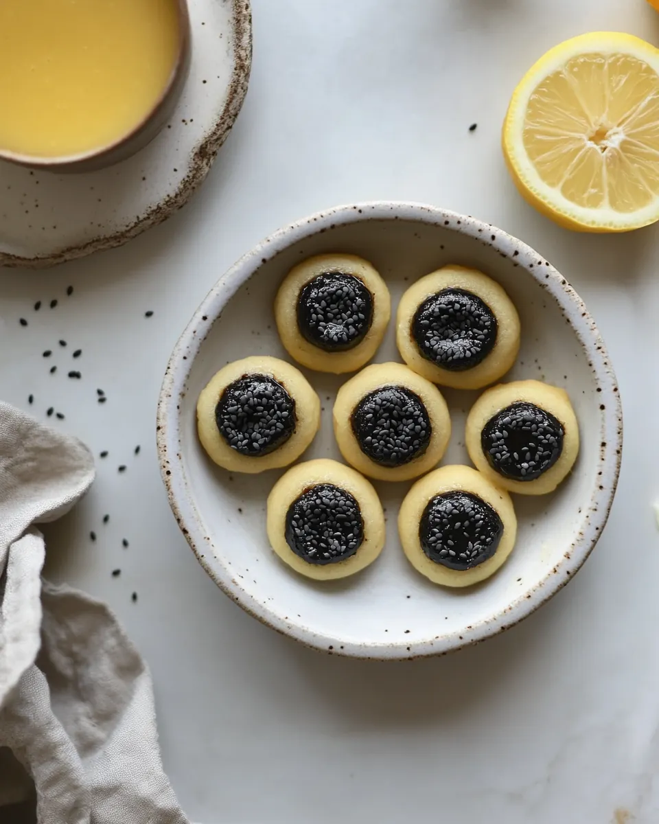Black Sesame Thumbprint Cookies with Meyer Lemon Curd