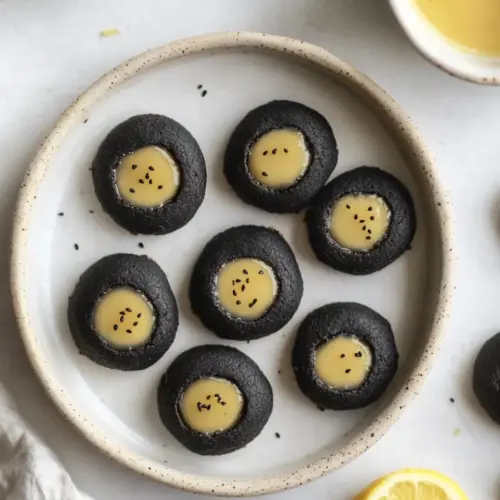 Black Sesame Thumbprint Cookies with Meyer Lemon Curd