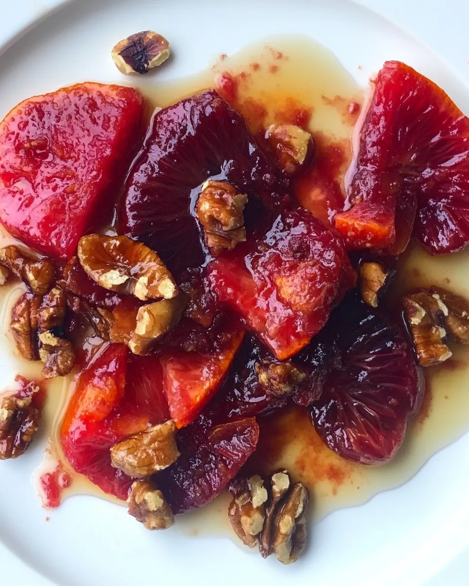 Blood Oranges in Simple Syrup with Walnuts