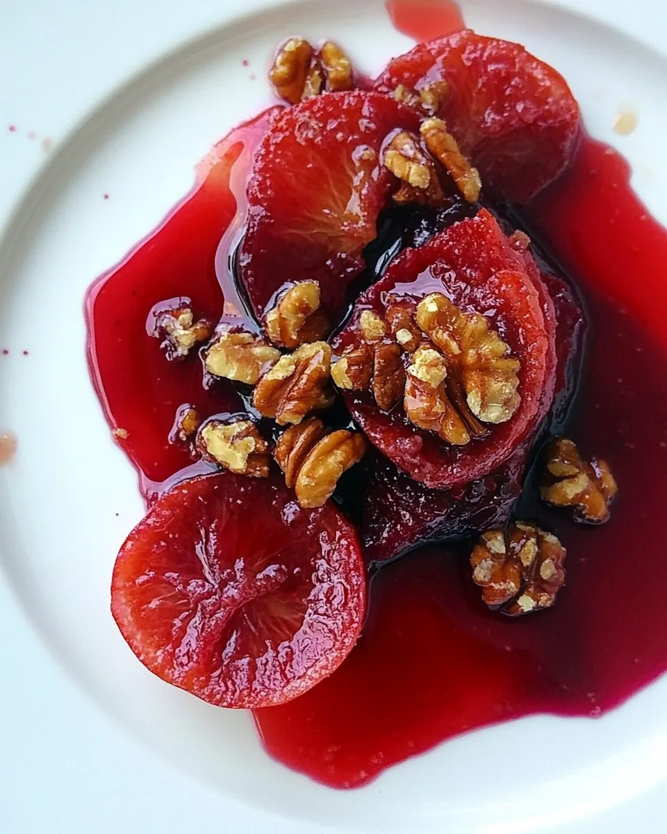 Blood Oranges in Simple Syrup with Walnuts