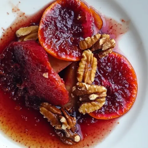 Blood Oranges in Simple Syrup with Walnuts