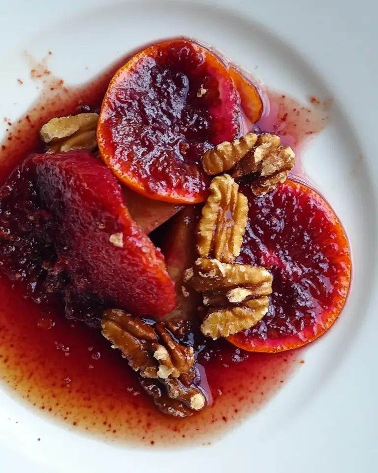 Blood Oranges in Simple Syrup with Walnuts