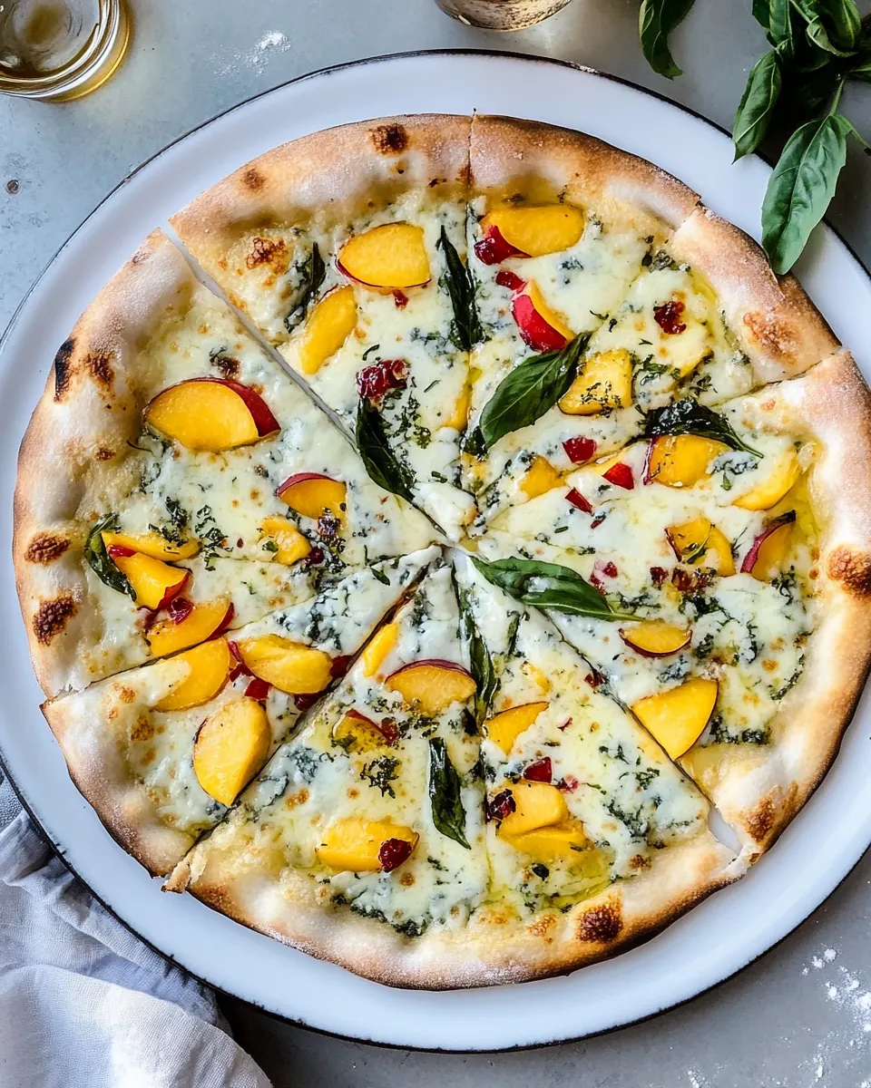 Blue Cheese Peach Pizza with Honey