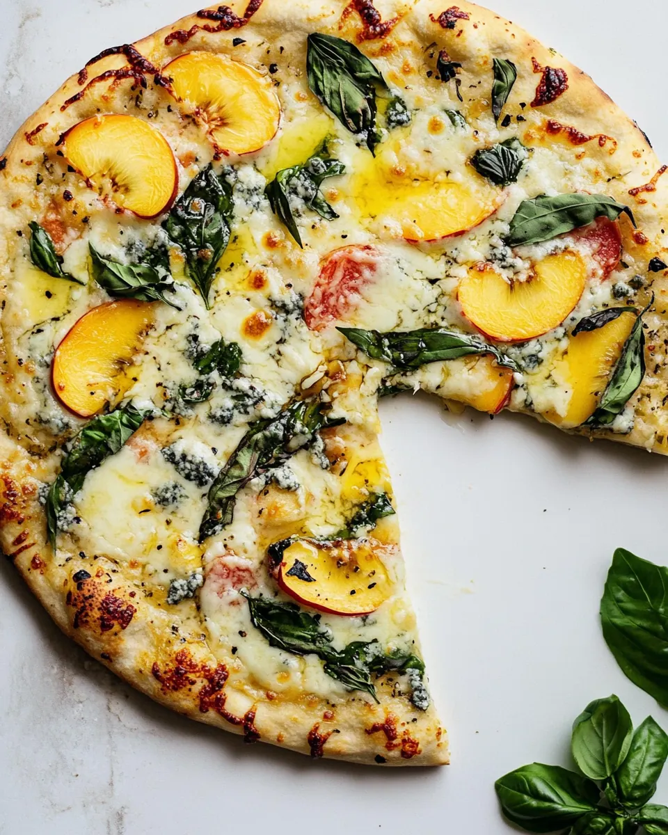 Blue Cheese Peach Pizza with Honey
