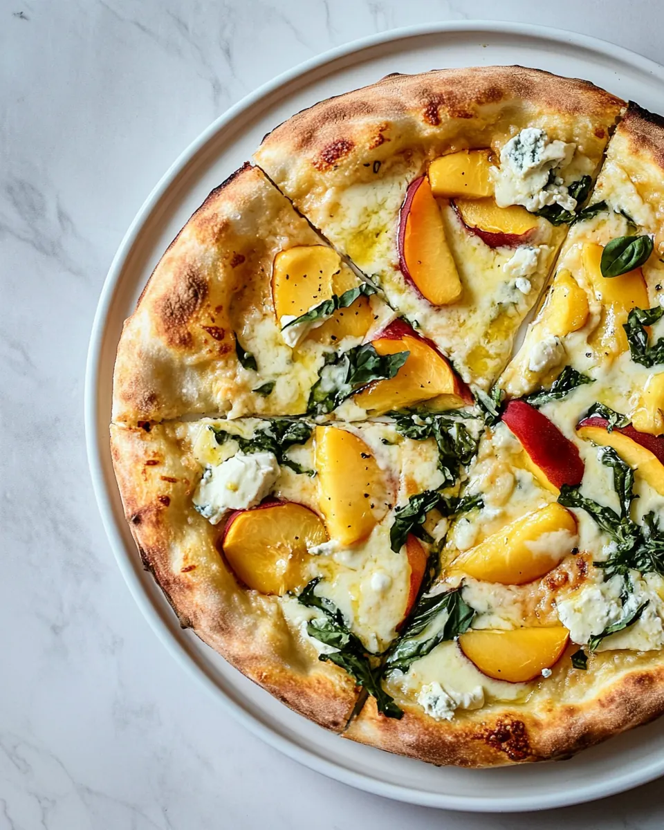 Blue Cheese Peach Pizza with Honey