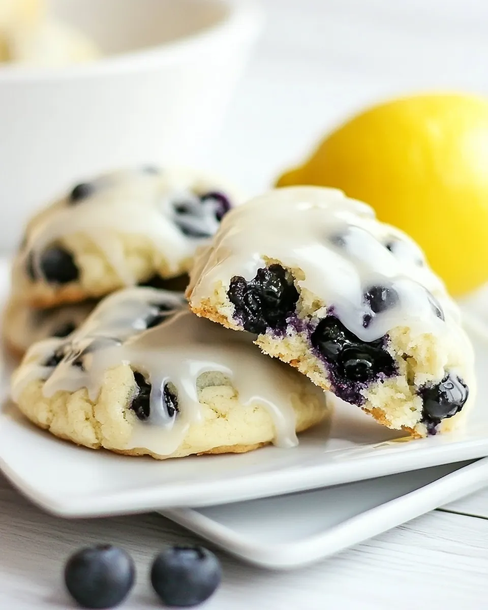 Blueberry Cream Cheese Cookies with a Lemon Glaze
