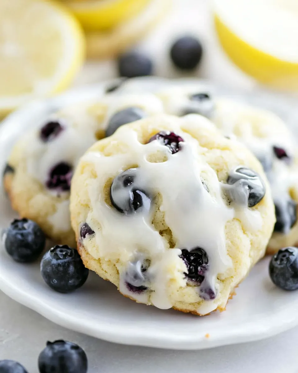 Blueberry Cream Cheese Cookies with a Lemon Glaze