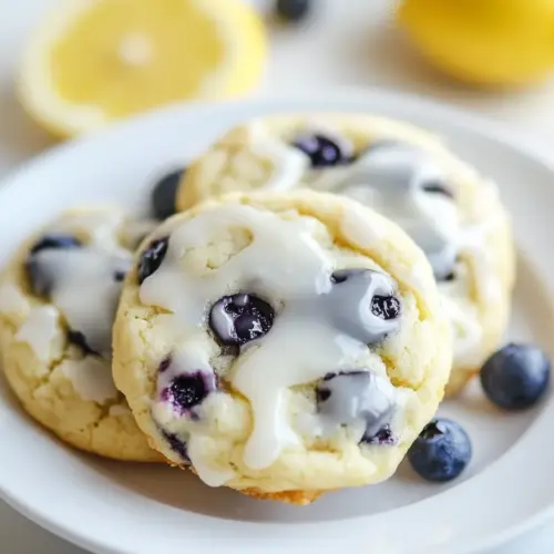 Blueberry Cream Cheese Cookies with a Lemon Glaze