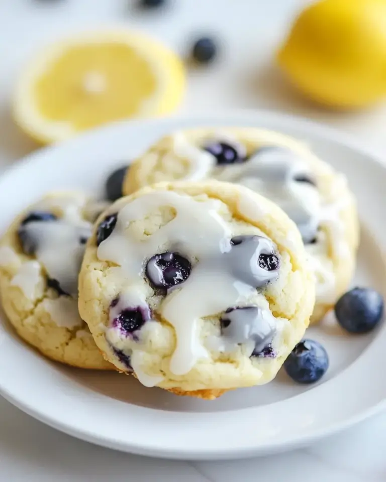 Blueberry Cream Cheese Cookies with a Lemon Glaze