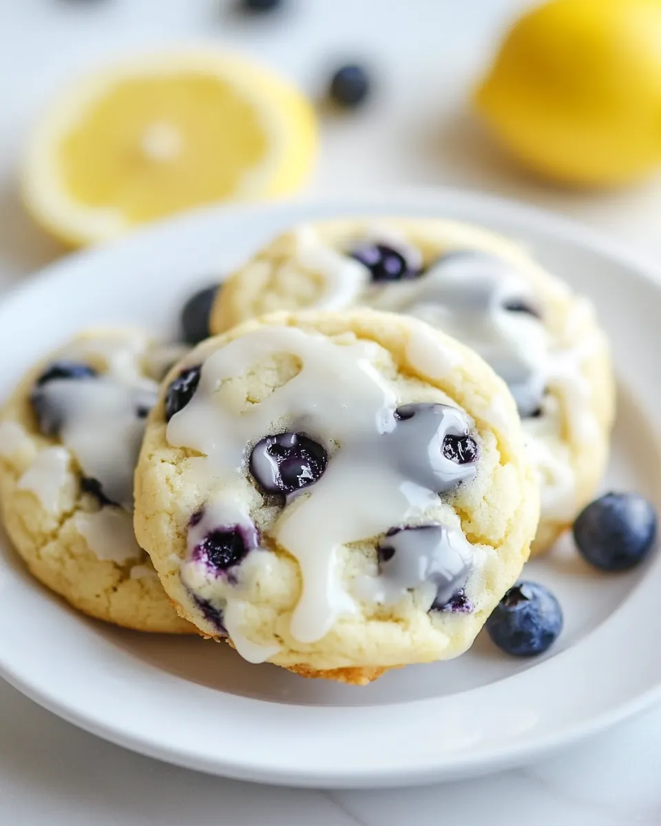 Blueberry Cream Cheese Cookies with a Lemon Glaze