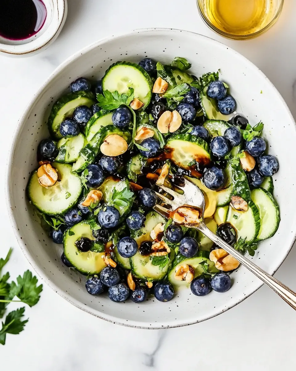 Blueberry Cucumber Summer Salad with Creamy Balsamic Vinaigrette