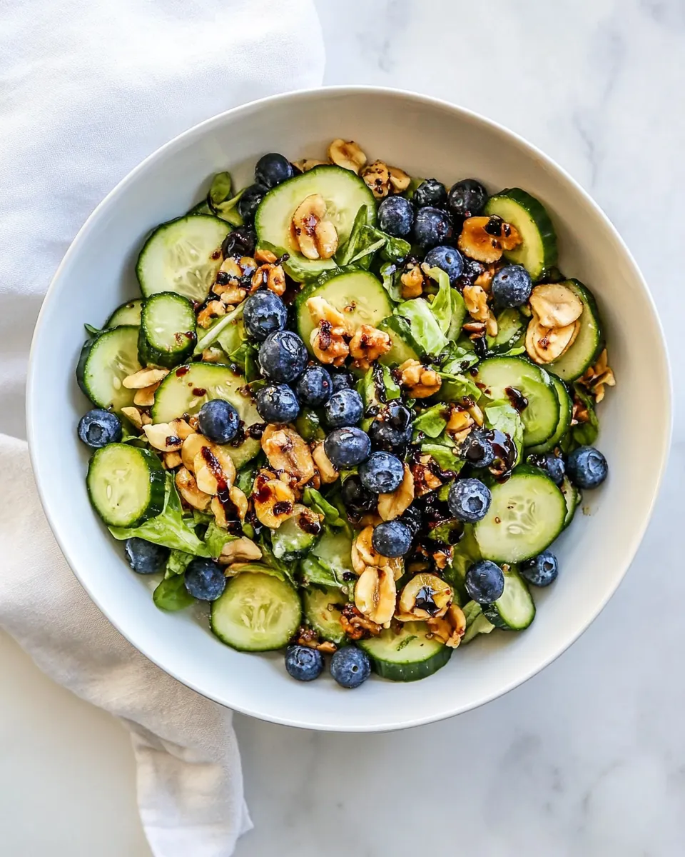 Blueberry Cucumber Summer Salad with Creamy Balsamic Vinaigrette