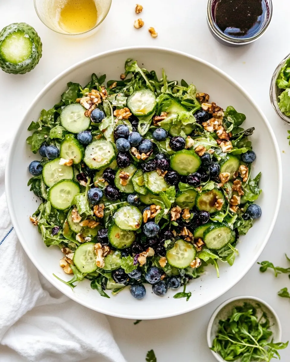 Blueberry Cucumber Summer Salad with Creamy Balsamic Vinaigrette