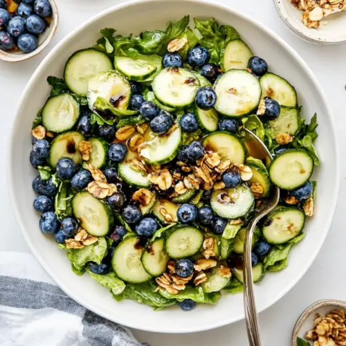 Blueberry Cucumber Summer Salad with Creamy Balsamic Vinaigrette