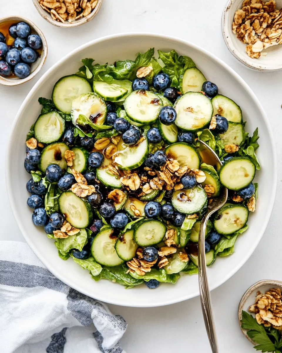 Blueberry Cucumber Summer Salad with Creamy Balsamic Vinaigrette