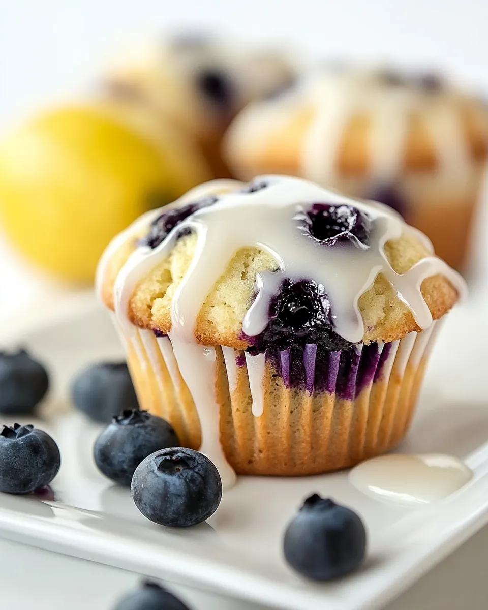 Blueberry Muffins with Lemon Glaze