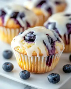 Blueberry Muffins with Lemon Glaze