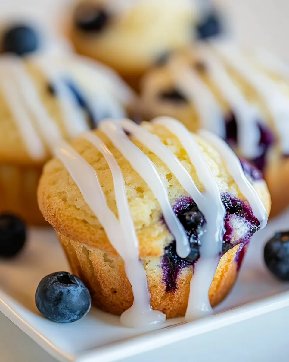 Blueberry Muffins with Lemon Glaze