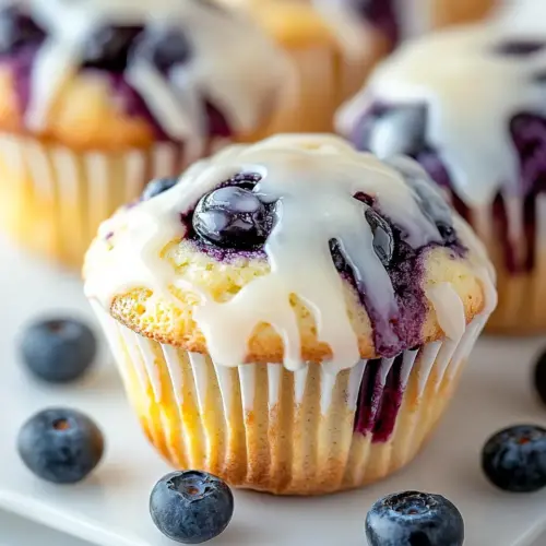 Blueberry Muffins with Lemon Glaze