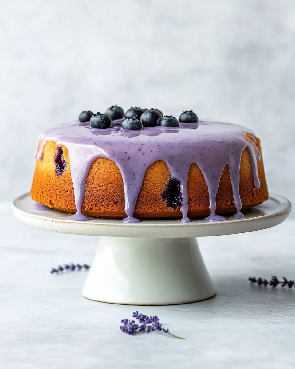 Blueberry Ricotta Cake with Lavender Glaze