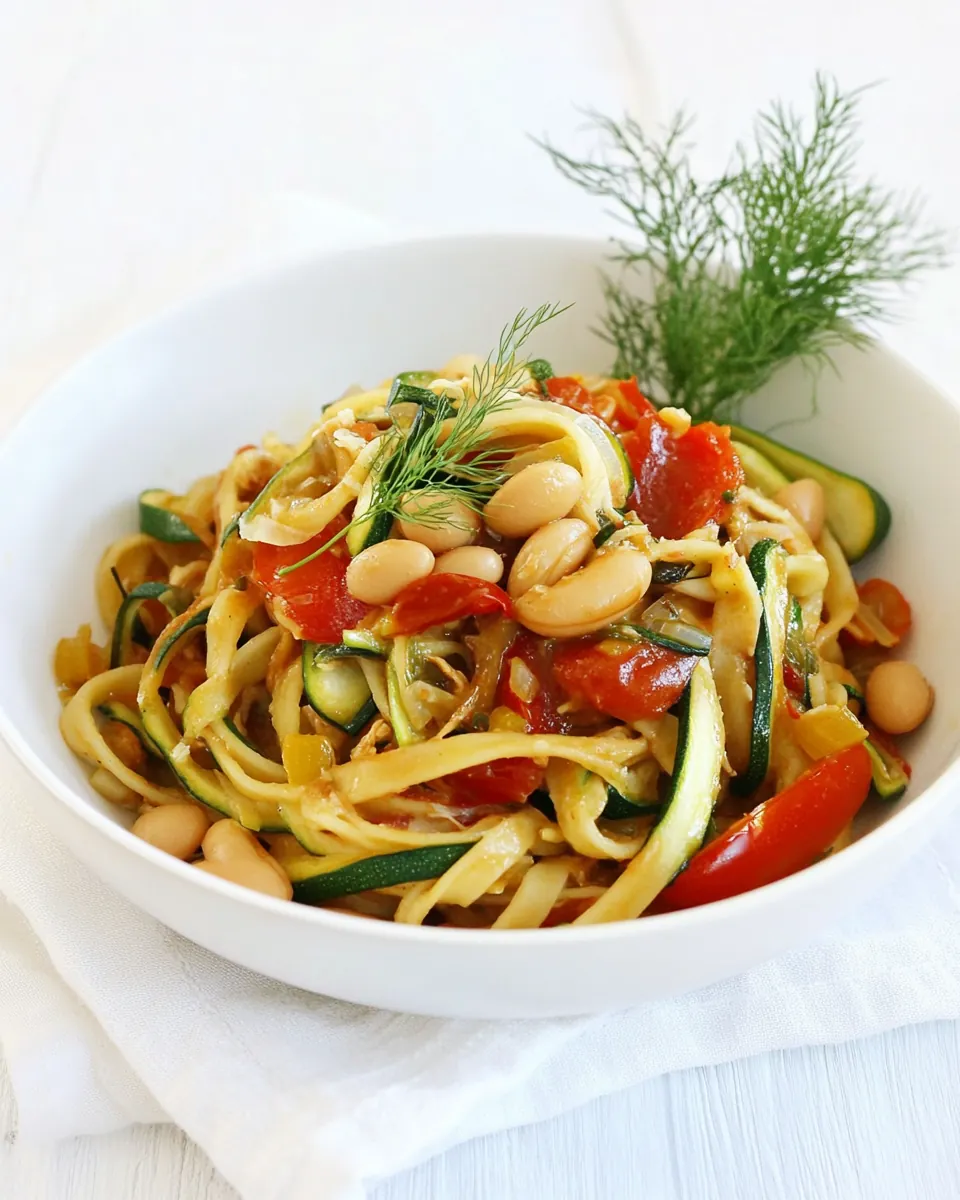 Braised Fennel Tomato Bean Zucchini Pasta