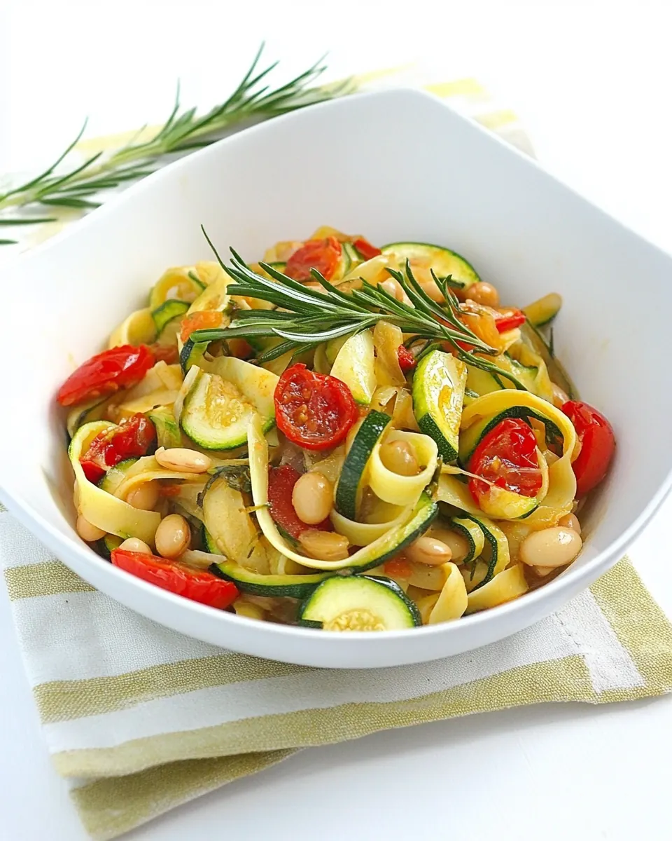 Braised Fennel Tomato Bean Zucchini Pasta