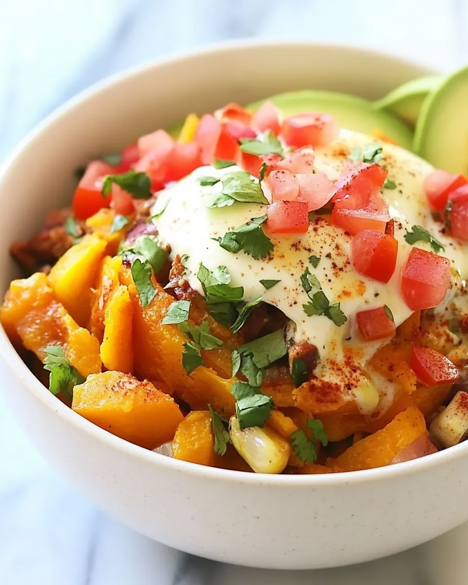 Breakfast Burrito Bowl with Spiced Butternut Squash