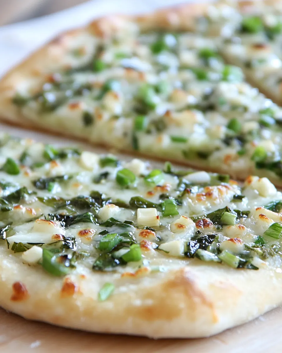 Brie and Garlic Scape Pizza