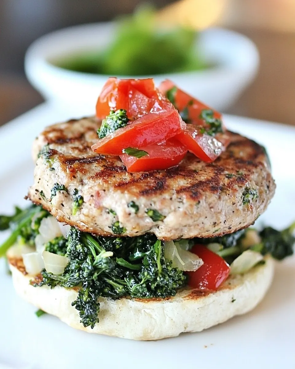Broccoli Rabe Turkey Burgers
