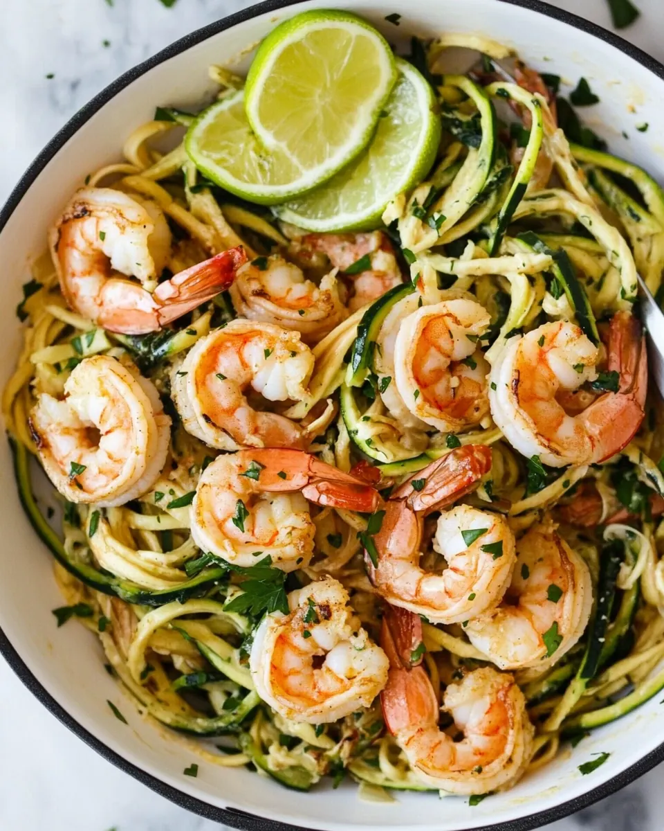 Brown Butter Cilantro Lime Shrimp Zoodles