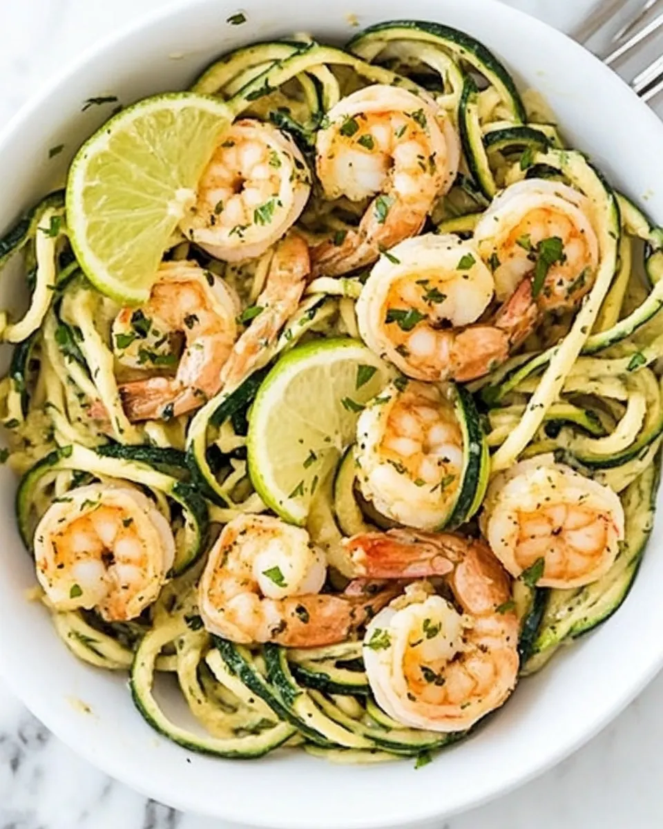 Brown Butter Cilantro Lime Shrimp Zoodles