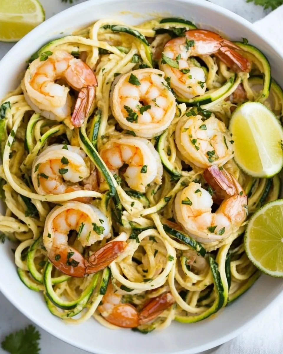 Brown Butter Cilantro Lime Shrimp Zoodles