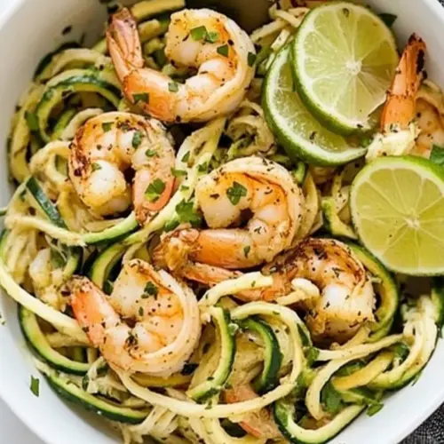 Brown Butter Cilantro Lime Shrimp Zoodles