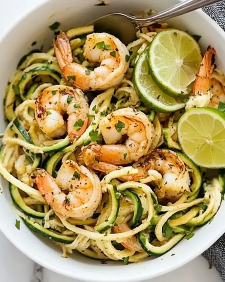 Brown Butter Cilantro Lime Shrimp Zoodles