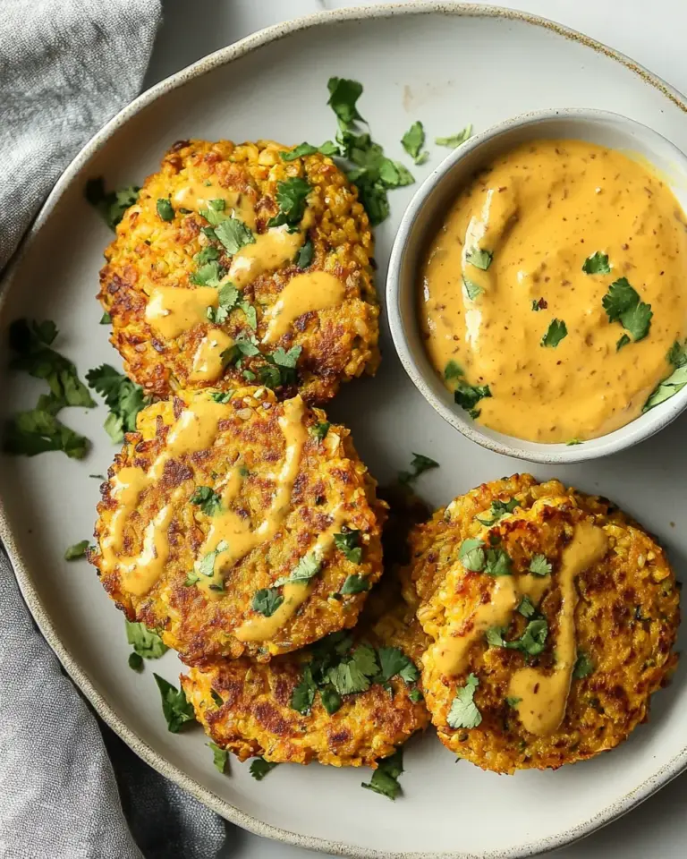Brown Rice Carrot Fritters with Chipotle Sunflower Sauce