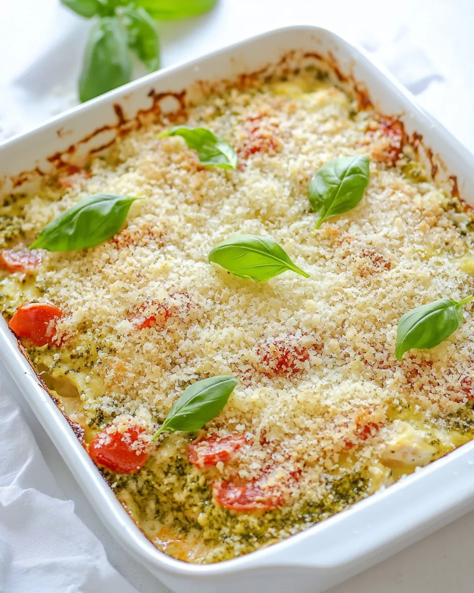 Bruschetta Pesto Chicken Casserole